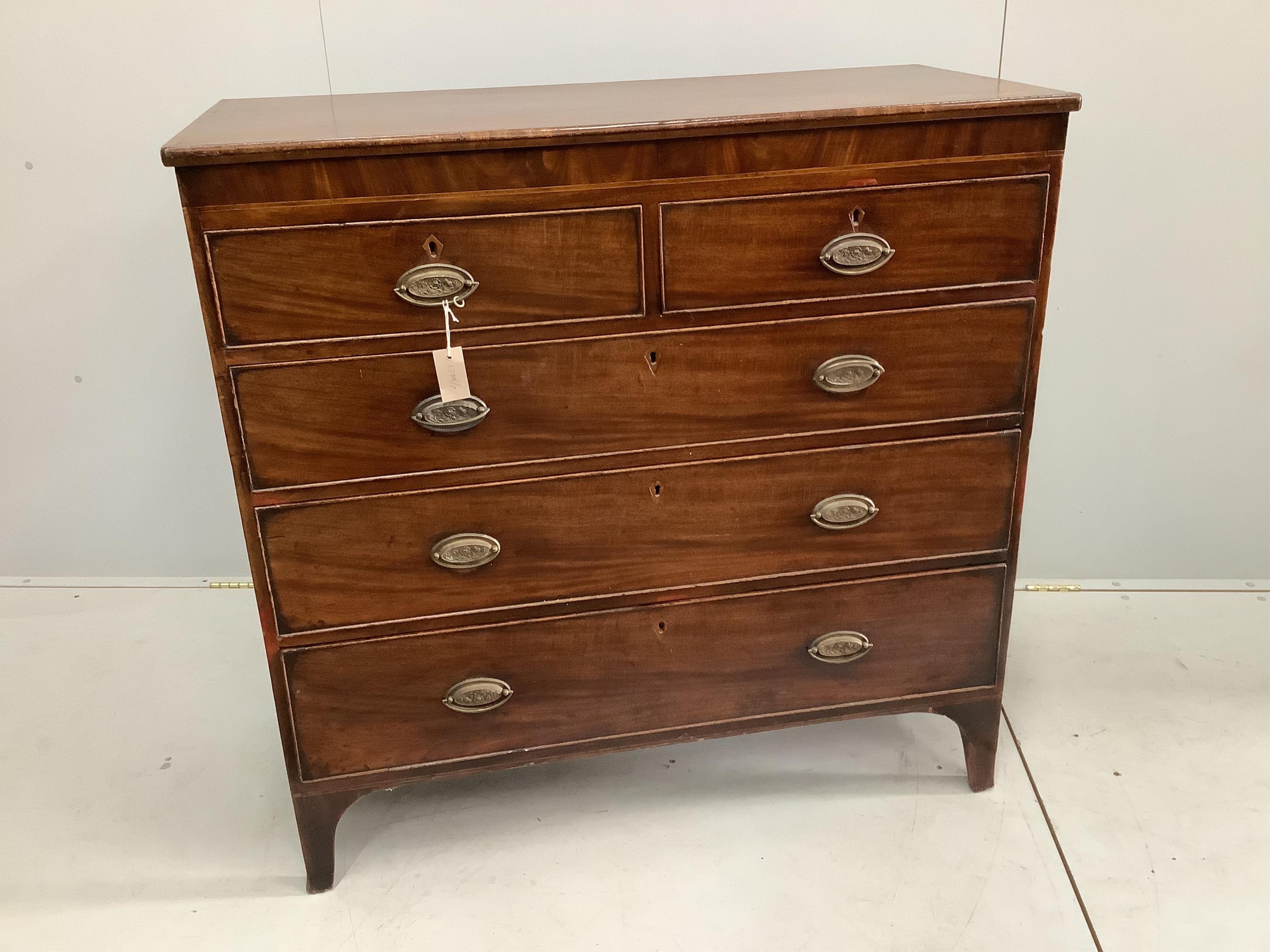 A George IV mahogany five drawer chest, width 108cm, depth 49cm, height 106cm